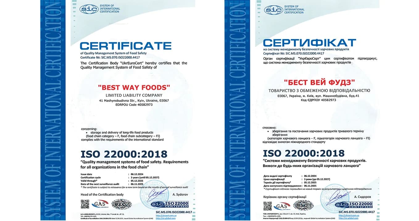 recipe image Best Way Foods: Service Quality Certified by ISO